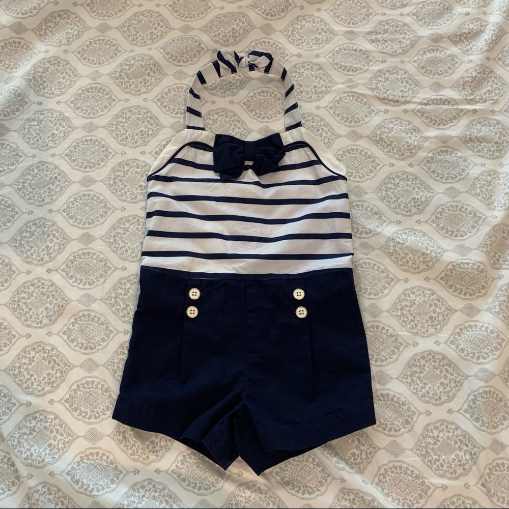(SOLD) EUC Girls Janie and Jack Sailor Romper Sz 4